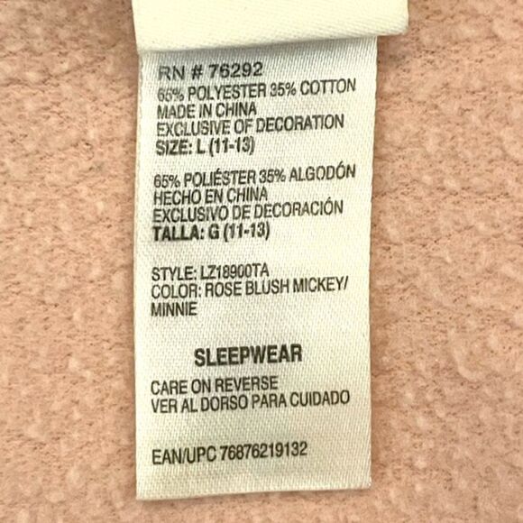 Disney Sleepwear Retro Print Mickey & Minnie Sweatshirt Pink Size Large - Picture 5 of 6